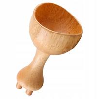 Medinė vakuuminė masažo taurė, chaki spalvos, ergonomiška
