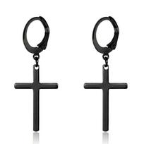 New Trendy Punk Zircon Crystal Cross Earring for Women Men Goth Hip Hop Piercing Black Hoop Earrings Fashion Party Jewelry Gifts black