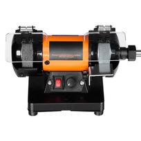Bench Buffer Polisher, 8300-10600 RPM Adjustable Speed, Polishing & Buffing Machine with Grinding, Fiber, and Wool Wheels, 100-Piece Accessory Kit,