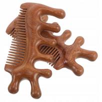 2 vnt. rankų darbo masažuoklis plaukams ir galvos odai iš sandalmedžio