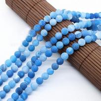 Weathering Natural Stone Bead Frost Crab Blue Agates Round Spacer Bead For Jewelry Making DIY Necklaces Bracelets Bulk Wholesale 4mm X 92Pcs dangaus mėlyna spalva