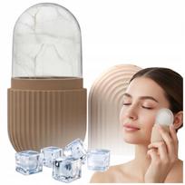 Veido masažuoklis ICE ROLLER, vėsinantis, nuo raukšlių, smėlio spalvos