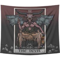 Tapestry Tarot card devil gothic 75x100 juoda