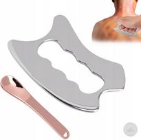 Veido masažuoklių rinkinys Gua Sha iš nerūdijančio plieno, 2 dalių