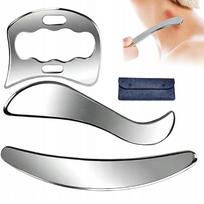 Profesionalus gua sha masažo rinkinys, 3 dalys, sidabrinis
