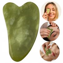 Natūrali žalia nefrito veido masažo gua sha plokštelė