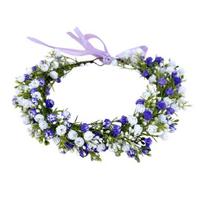 Bridal Headband Artificial Flower Decor Lace-up Design Hair Hoop Minimalist Wedding Party Hair Accessory
