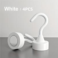 4Pcs White Magnetic Hooks, Vibrant Refrigerator Magnets, Ideal for Kitchen, Home, Cruise Ship, Workplace, Office, And Garage