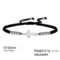 Teamer Orthodox Cross Charms Bead Red Black Rope Chain Bracelet Stainless Steel For Women Man Jesus Christ Jewelry Gift New 22cm