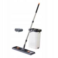 Grindų plovimo rinkinys su kibiru ir gręžtuvu, 40 cm, 2 daugkartinės šluostės, 360° sukimas