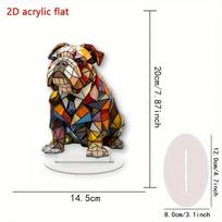 Cross-Color Glass Bulldog Statue: Waterproof, Wear-Resistant Acrylic Desk Ornament