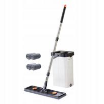 Grindų plovimo rinkinys su kibiru, nerūdijančio plieno kotu, 33 cm, 4 šluostės