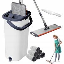 Grindų šluota FLAT, su kibiru ir 360° pasukama išgręžimo sistema, 40 cm, nerūdijantis plienas