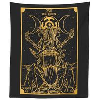 The Moon Tarot Tapestry, Triple Hecate Goddess with Wolves Print, Wall Hanging for Witchy & Dark Aesthetic Home Decor 70x100CM