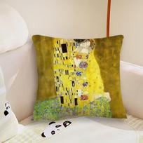 Gustav Klimt Oil Painting  cushion cover Pillow Case Plush Fabric Soft Double Sided Print Sofa Cushion Cover Throw Pillow Covers 30x30cm yellow