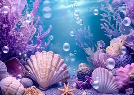 Underwater Vibrant Ocean Starfish Shell Banner Backdrop Fabric Children's Birthday Party Decoration Photography Studio Backdrop Vinyl 75X50cm
