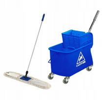 Valymo vežimėlis SET KENTUCKY 20 l, mėlynas, su 80 cm šluoste