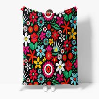 Vibrant Floral Print Fleece Blanket - Kids Teen Girls Boys Throw Soft Warm Cozy Bed Sofa Decoration Gift 70x100cm28x39in