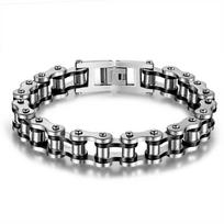 Color Punk Rock Stainless Steel Biker Mens Bracelet Link Chain Motorcycle Bike Bicycle Chain Bracelets Bangles Jewelry 21cm gray