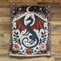 Retro Europe Style Black Dragon Red Floral Blanket Cartoon Decorative Tapestry 130x160cm Girl Boy Gift dropshipping Size: 75*100cm, Weight: 230 GSM