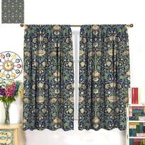 William Morris Blackout Window Curtains, Retro Botanical Vintage Floral Leaves Pattern Print Window Drapes, for Living Room Bedr 60×150cm black