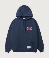 Big C Logo Oversized Jog Tag Hoodie Navy Navy/2Xl black