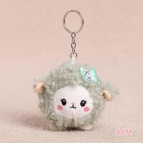 Soft Plush Sheep Keychain White Sheep Keychains Mini 3D Animal Key Ring Holder Bag Charms Car Pendants Gift as the picture beige