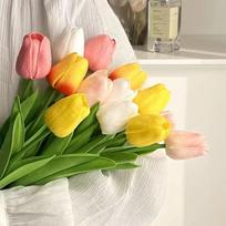 5-30Pcs Premium Tulip Artificial Flowers, Real Touch Tulip Bouquet, Decorative for Wedding Home Party Christmas Candy Birthday 5pcs yellow