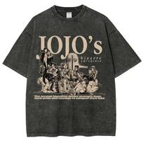 Anime JoJo's Bizarre Adventure Joutarou Joseph Print T Shirt Men Women Clothing Casual Cotton Tshirt Washed T-shirt Harajuku Top S įvairiaspalvis