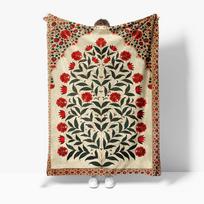 Vibrant Paisley Block Printed Cotton Throw Blanket Indian Decorative Bed Sofa Cover Cushion Gift 75x100cm (30x40inch)