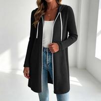 Women's Casual Hooded Long Sleeve Color Loose Fit Jacket L juoda