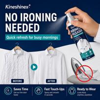KineShineX Wrinkle Release Spray, Fabric De-Wrinkle & Anti-Static, No Iron Needed, Natural Drape, Fabric Softener, Travel Size 250ml 50ml