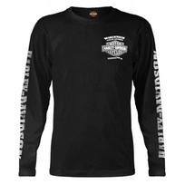 Harley-Davidson Skull Lightning Crest Men's Long Sleeve T-Shirt Round Neck Soft Stretch Fabric Casual Top S black