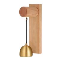 Retro Wooden Wind Doorbell with Brass Bell for Store Entrance, Wall Hanging or Adhesive Mount Decorative Door One Size