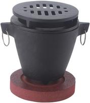 Hibachi Grill Portable Japanese Smokeless Mini Barbecue Charcoal Grill for Single Person Camping Picnic Party Cooking with Wooden Base and Fuel Hold