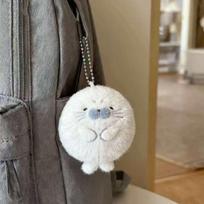 10cm Soft Fluffy Gray Seal Plush Pendant Cute Cartoon Animal Hanging Ornament for Bag Car Decor Small Gift A2
