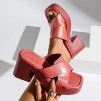 Cross-strap Sandals with High Heels 2025 Thick Slippers Womens Fashionable Outdoor Shoes with Square Toes Wedge Heels Size 42 35