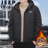 JEEP SPIRIT Men's Thick Hooded Short-Sleeve T-Shirt XL juoda
