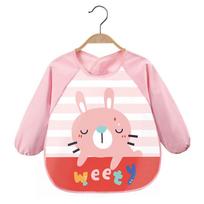 Vaikiškas vandeniui atsparus ilgomis rankovėmis apverčiamas seilinukas su EVA prijuoste ir dvifunkcine kišene One Size (9-36 months) white