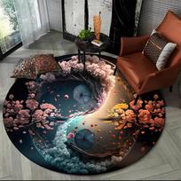 3D Natūralus Yin ir Jang Kinų Tai Chi Apvalus Kilimas Apskritimo Plotas Kilimas Svetainės Miegamojo Dekoras Durų Kilimėlis Neslystantis Grindų Kilimėlis 40x40cm(15x15 inch) gray