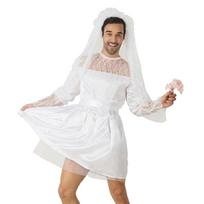 Mens Bride Drag Queens Groom Costume Funny Comedy Costume Outfits Bride Groom Outfits Wedding Dress Bridal Veil Belt 1