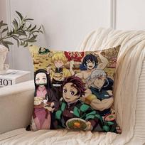 Anime Demon Slayer Kamado Tanjirou Kamado Nezuko Pillow Case Home Decor Throw For Sofa Bed Car Room Decor Gift Idea 12x12Inch gray
