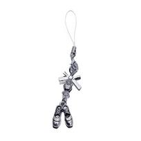 Stylish Cross Heart Phone Pendant Phone Lanyard Beaded Phone Chain for Daily gray