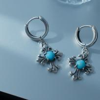 Turquoise Cross Dangle Earrings - Chic Women's Statement Jewelry, Light Luxury & Versatile Style.