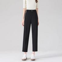 Women's Plus Size Black Nine-Point Straight-Leg Harem Suit Pants for Spring S for 80-95 lbs white
