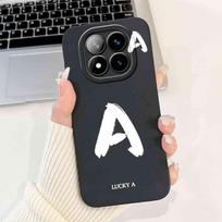 For Xiaomi Redmi Note 14 Pro+ 5G Case Black Lucky Letter A-Z Soft Silicone Cover For Redmi Note 14Pro Plus 5G 6.67  Phone Cases Note 14 Pro Plus 5G gray