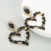 Heart-shaped Alloy Retro-style Exaggerated Earrings for Women, Ultra-bright Earrings kava/leopardo rašto spalva