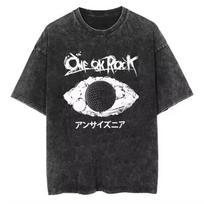 Vintage One Ok Rock Tour Tengkorak Washed Tshirts Mens Women Tee Cotton Summer Oversized Hip Hop Harajuku Tops S