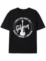 1894 Comfortable Cotton Gibson Rock-Inspired Round Neck Short Sleeve T-Shirt for Unisex XXXL black