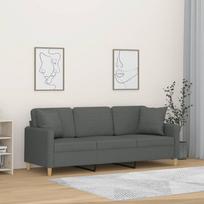 Vidaxl 3-Osobowa Sofa Z Poduszkami, Ciemnoszara, 180 Cm, Tkanina